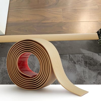 Allecto Plus - PVC vloerovergangsstrip laminaat - Zelfklevende deurscheidingsstrip - Vloerbedekking verbindingsstrip (4 cm beige houtnerf)
