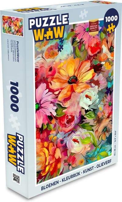Puzzel Bloemen - Kleurrijk - Kunst - Olieverf - Legpuzzel - Puzzel 1000 stukjes volwassenen