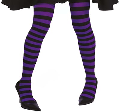 Zwart Paarse Strepen Panty Heks Heks purple