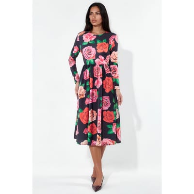 Bloemen Geknoopte Midi Skater Jurk