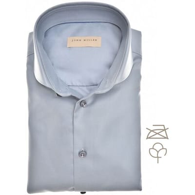 John Miller Overhemd Twill Indigo - Maat 45 - Heren - Overhemden Casual