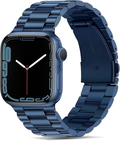 Mobiq - Luxe Metalen Bandje geschikt voor Apple Watch 38 mm - blauw