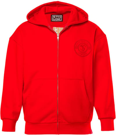 STHUGE - Heren - Hoodie-jack oversized capuchon badges op de achterkant - Rood - Maat 3XL