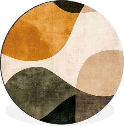 WallCircle - Wandcirkel - Muurcirkel - Vormen - Okergeel - Abstract - Aluminium - Dibond - 30x30 cm - Binnen en Buiten