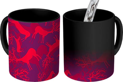 Magische Mok - Foto op Warmte Mokken - Koffiemok - Hert - Patroon - Kleuren - Magic Mok - Beker - 350 ML - Theemok