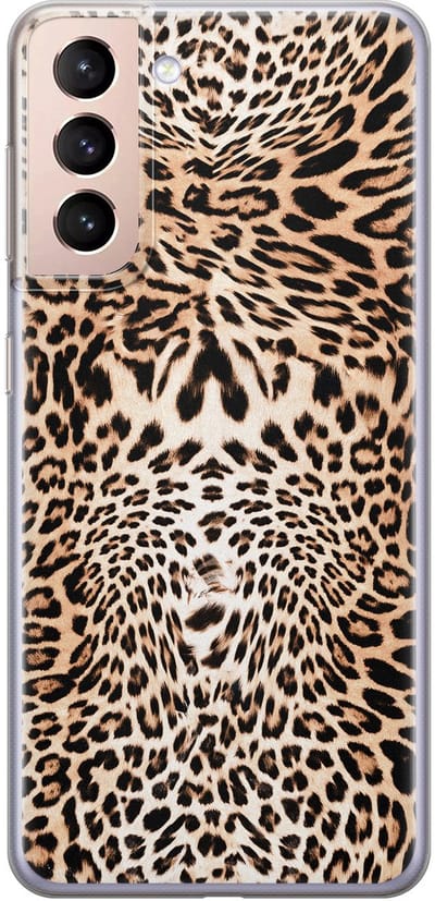 Leuke Telefoonhoesjes - Hoesje geschikt voor Samsung Galaxy S21 - Animal print - Soft case - TPU - Luipaardprint - Bruin