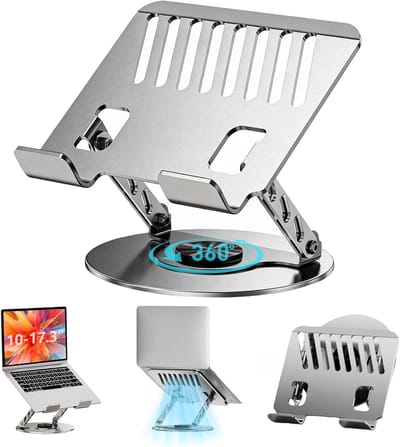 "Laptop Standaard Verstelbaar - Laptop Verhoger Aluminium - In hoogte verstelbaar met ventilatie en warmteafvoer, opvouwbaar - Ergonomische Laptop Stand voor 10 tot 17 Inch - Zilver "