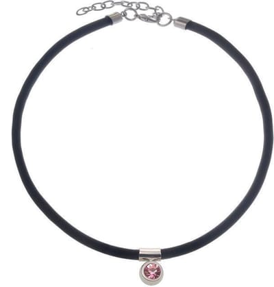Behave - Zwarte koord ketting met roze steen - Vrouwelijk accent