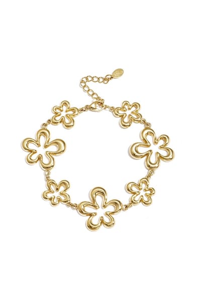 Goudlief Armband met koraalvormige bloemen - Roestvrij staal - Goud - Verkleurt niet - Cadeau - Goudlief.nl