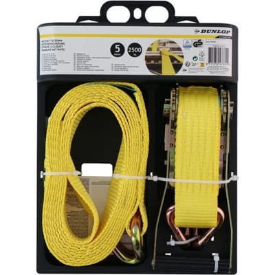 Dunlop Spanband met Ratel - 5 M - tot 2500 KG - Geel