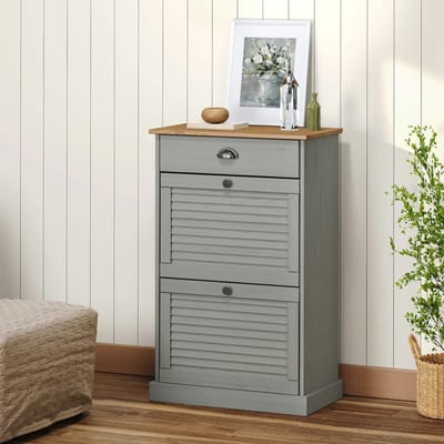 vidaXL - Schoenenkast - VIGO - 60x35x96 - cm - massief - grenenhout - grijs