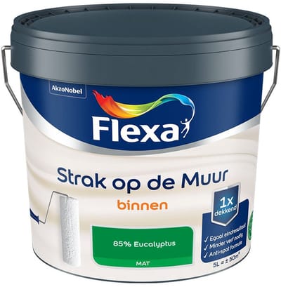 Flexa - Strak Op De Muur Binnen Mat - 85% Eucalyptus - Mengverf - 5 L