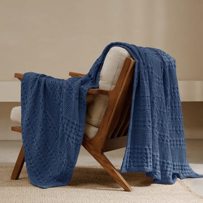 100% katoenen wafelgeweven deken, zachte lichtgewicht ademende gezellige plaids voor bank bed sofa, luxe esthetische kerstdeken cadeau voor woondecoratie en kantoor, 127 x 152 cm, helder