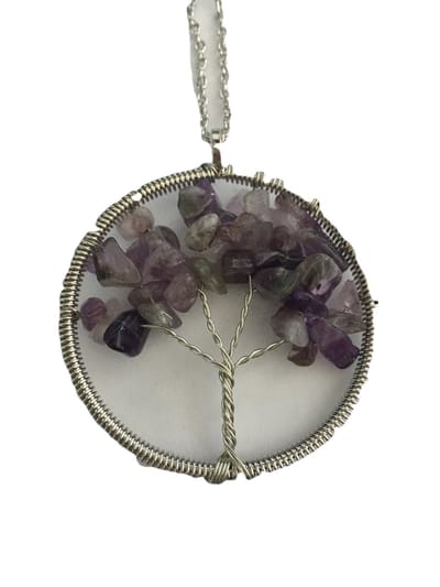 Petra's Sieradenwereld - Ketting levensboom/tree of life natuursteen paars (837)