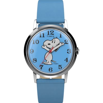 Timex Marlin Hand-Wound x Peanuts Reissue TW2W79400 Horloge - Leer - Blauw - Ø 34 mm