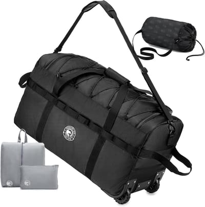 Grote Vouwbare Reisbagage 100L met Wielen - Waterdichte Oxford Travel Bag voor Camping, Sport en Weekenduitstapjes met Toilettas en Schoenentas