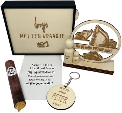 Geschenkbox wil jij mijn PETER zijn? | zwart | GRAAFMACHINE | liefste peter | peter vragen | meter worden | peetoom vragen | peetoom worden | cadeau | geschenkdoos | giftbox