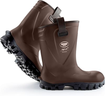 Halfhoge veiligheidslaarzen voor heren en dames met stalen neus en stalen zool, antislip, werklaars landbouw en industrie, vederlicht, isolerend tot - 30 graden, bestand tegen olie, vet en chemicaliën, bruin, EU 36