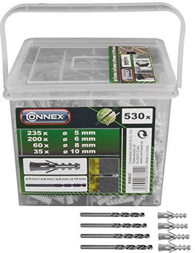 Pluggenassortiment 530-delig - Diverse maten (Ø 5/6/8/10 mm) voor bevestigingswerkzaamheden in massieve steen & beton