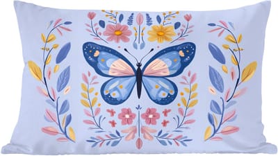 Sierkussens - Kussentjes Woonkamer - 60x40 cm - Vlinder - Lichtblauw - Sierlijk - Bloemen