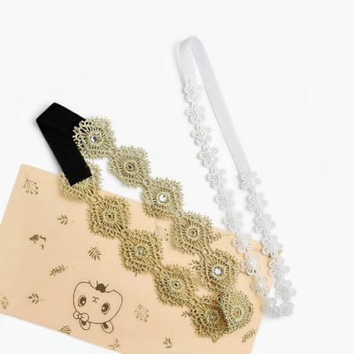 2 Stuks Meisjes Haarbanden van Nylon met Dubbele Punt en Kant - Zachte Baby Haaraccessoires voor Nieuwe Moeders en Cadeaus voor Pasgeborenen