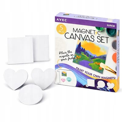 Set met 5 x magnetische canvas plaatjes om te verven of beplakken