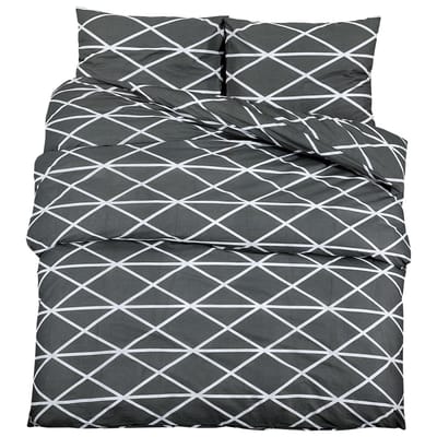 vidaXL - Dekbedovertrekset - 240x220 - cm - katoen - donkergrijs - en - wit