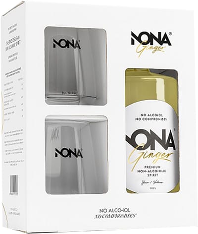 NONA Ginger Alcoholvrije Spirit Geschenkdoos - 70cl + 2 Glazen - Alcoholvrij Ginger Distillaat - Botanische Gemberdrank Ginger Spirit Premium - Bewust Genieten 0% Alcohol - 100% Natuurlijk Laag In Suikers
