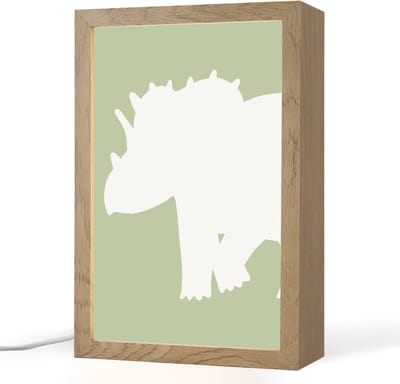 Nachtlampje 20x30 cm - Kinder lampje - Dino - Triceratops - Dinosaurus - Groen - Tafellamp kinderkamer - Slaapkamer lamp - Bedlamp kinderen - Kinderlampje stopcontact - Wandlamp babykamer - Nachtlampjes