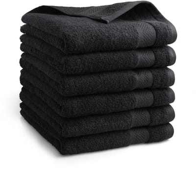 DoubleDry Hotel Handdoeken 50 x 100 cm – Set van 6 – 100% Katoen 500 g/m2 – Zacht & Absorberend - Zwart