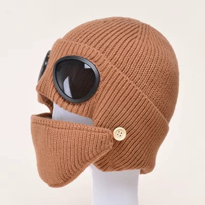 Warme Wintermuts met Bril, Oorbescherming en Masker – Gebreide Unisex Muts met Fleecevoering – Ski Muts voor Heren & Dames – Winddicht, Thermisch, Outdoor Herfst & Winter
