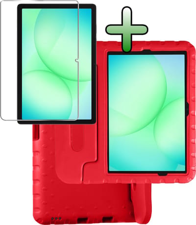 Hoesje Geschikt voor Samsung Galaxy Tab A11 Plus / A9 Plus - Met Screenprotector - Kinderhoes Shockproof Bumper - Kidsproof Case - Tablet Hoes - Kinder Hoes Cover - Rood