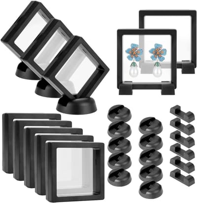 3D Floating Display Cabinet - 10 Stuks Zwarte Display Frames voor Antieke Munten, Medailles, Sieraden en Verzamelobjecten, Afmetingen 7 x 7 x 2 cm