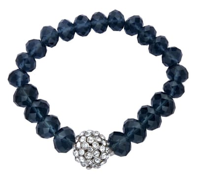 Behave - Armband - Blauwe facet geslepen glas kralen en bolvormige kraal met steentjes