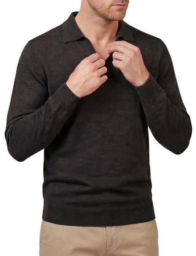 Profuomo polo lange mouw bruin