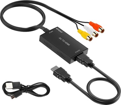 QTTVBTNA -AV naar HDMI Adapter – Plug & Play, Compatibel met PS2, PS3, Xbox, DVD en VHS