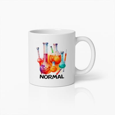 Normal Science Mok 330ml – Kleurrijke Chemie Bekers Design Beker – Grappig Cadeau voor Wetenschappers, Leraren en Laboratoriumliefhebbers