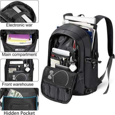 Famanu - Antidiefstal Laptop Rugzak voor Heren en Dames, Waterdichte Rugzak met Smart Tracker Tag en Slot voor 15,6 inch Laptop/Computer - Zwart