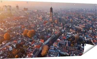 Gards Tuinposter Utrecht vanuit de Lucht - 160x80 cm - Tuindoek - Tuindecoratie - Wanddecoratie buiten - Tuinschilderij