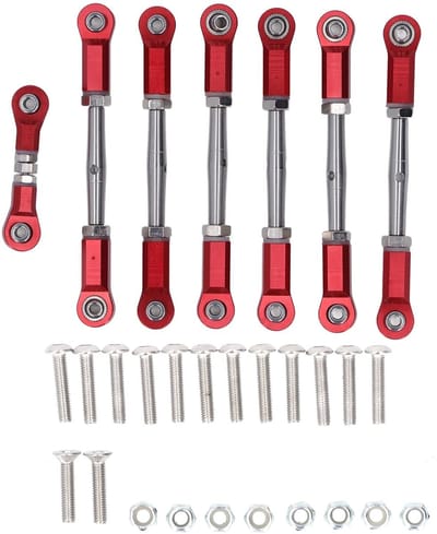 Solidchoice - Dailygoody - RC Tie Link Rod Set - Aluminium Trekstang - Verstelbaar - Rood - Geschikt voor Slash Rustler Stampede 4x4 1/10 RC Auto