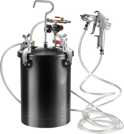 Druktank voor Verfspuit - 15 L Druktank, 60 Psi - Stalen Druktank Verfcontainer met Spuitpistool, Slangen, voor Thuis en Industrieel Gebruik