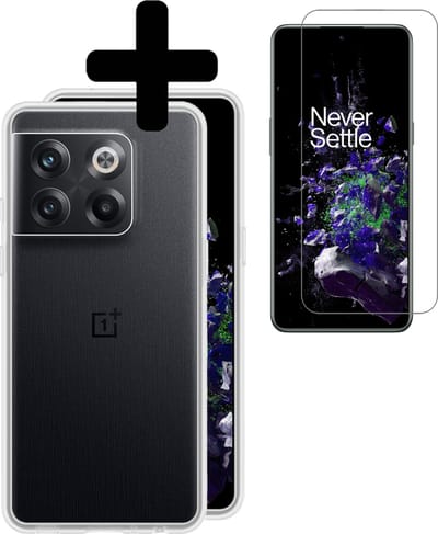Hoesje - Met Screenprotector - Geschikt voor OnePlus 10T - Sterk & Shockproof - Back Cover - Siliconen Case - Telefoon Hoes - Telefoonhoesjes - Transparant