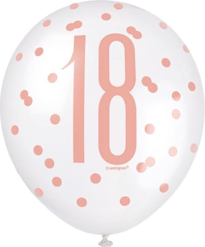 Ballonnen 18 jaar Glitz Rose Goud | 6 stuks