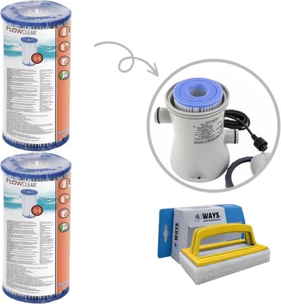 Bestway - Type IV filters geschikt voor filterpomp 58391 - 2 stuks & WAYS scrubborstel