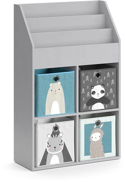 Vicco Luigi Kinderboekenkast – 72 x 114.2 cm met 4 vouwboxen Grijs