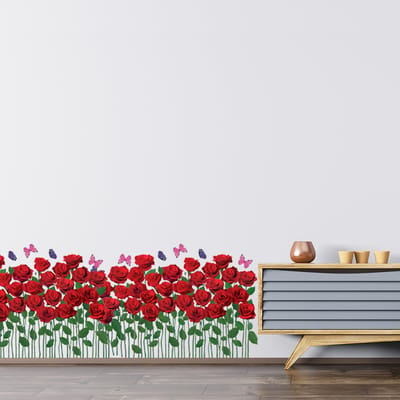 Decoratieve muurstickers - Rode rozentuin
