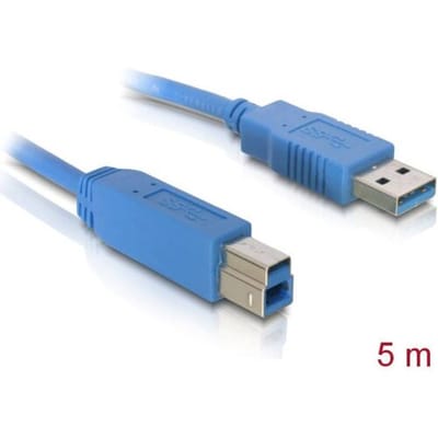 Delock 82582 USB-kabel USB 3.2 Gen1 USB-A stekker, USB-B stekker 5.00 m Blauw Vergulde steekcontacten