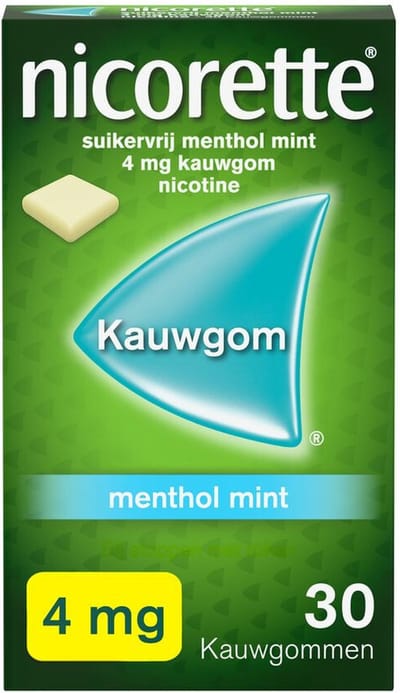 Nicorette Suikervrij Kauwgom Menthol Mint 4mg - 2 x 30 stuks