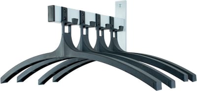V-Part - Wandgarderobe HIQ 4 hangers - Steel Plastic - zwart, aluminiumgrijs - Kapstok