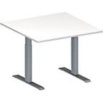 Schäfer Shop  Genius Aanbouwtafel MODENA FLEX, in hoogte verstelbaar, vierkant, T-poot rechthoekige buis, B 1000 x D 1000 mm, wit